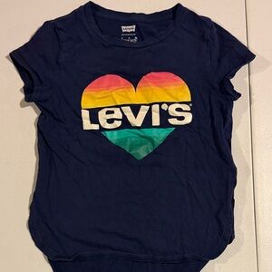 Levi's Navy Short Sleeve Tee with Rainbow Heart Graphic